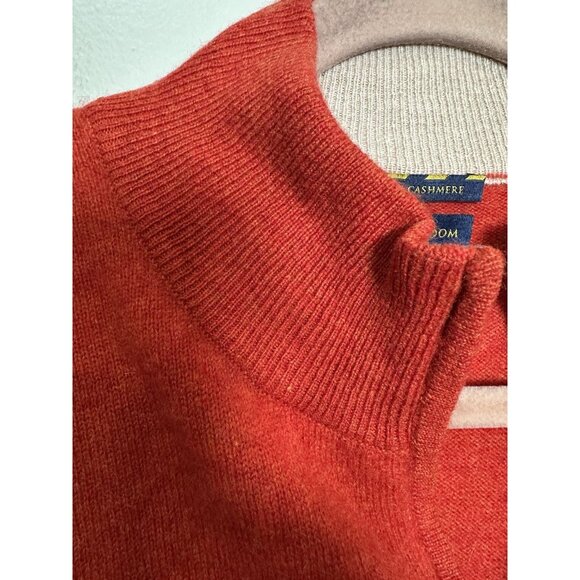 Club Room 2-Ply Cashmere Quarter Zip Sweater Pullover Orange Knit Mens XL - Picture 7 of 7